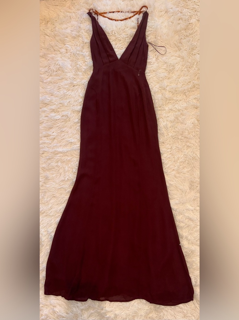 NEW Reformation plus Camille Rowe Hugo low back Mahogany gown sz 0 - Picture 5 of 10